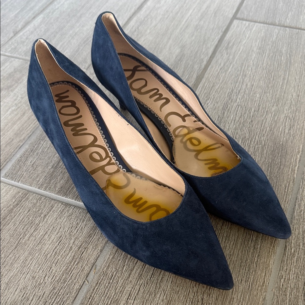 Sam Edelman Dark Blue Suede Kitten Heels